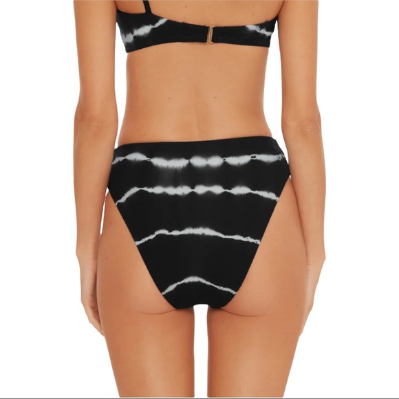 Becca Black White Tie Dye Iconic High Waist Bikini Bottoms NWOT (M) - Picture 2 of 10